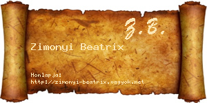 Zimonyi Beatrix névjegykártya